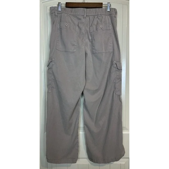 American Eagle Pants Womens 12 Cargo Mid Rise Baggy Wide Leg Stretch Boho - Picture 4 of 8